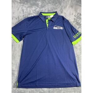 Seattle Seahawks Polo Golf Shirt Mens Large Pullover Blue NFL Team Apparel New